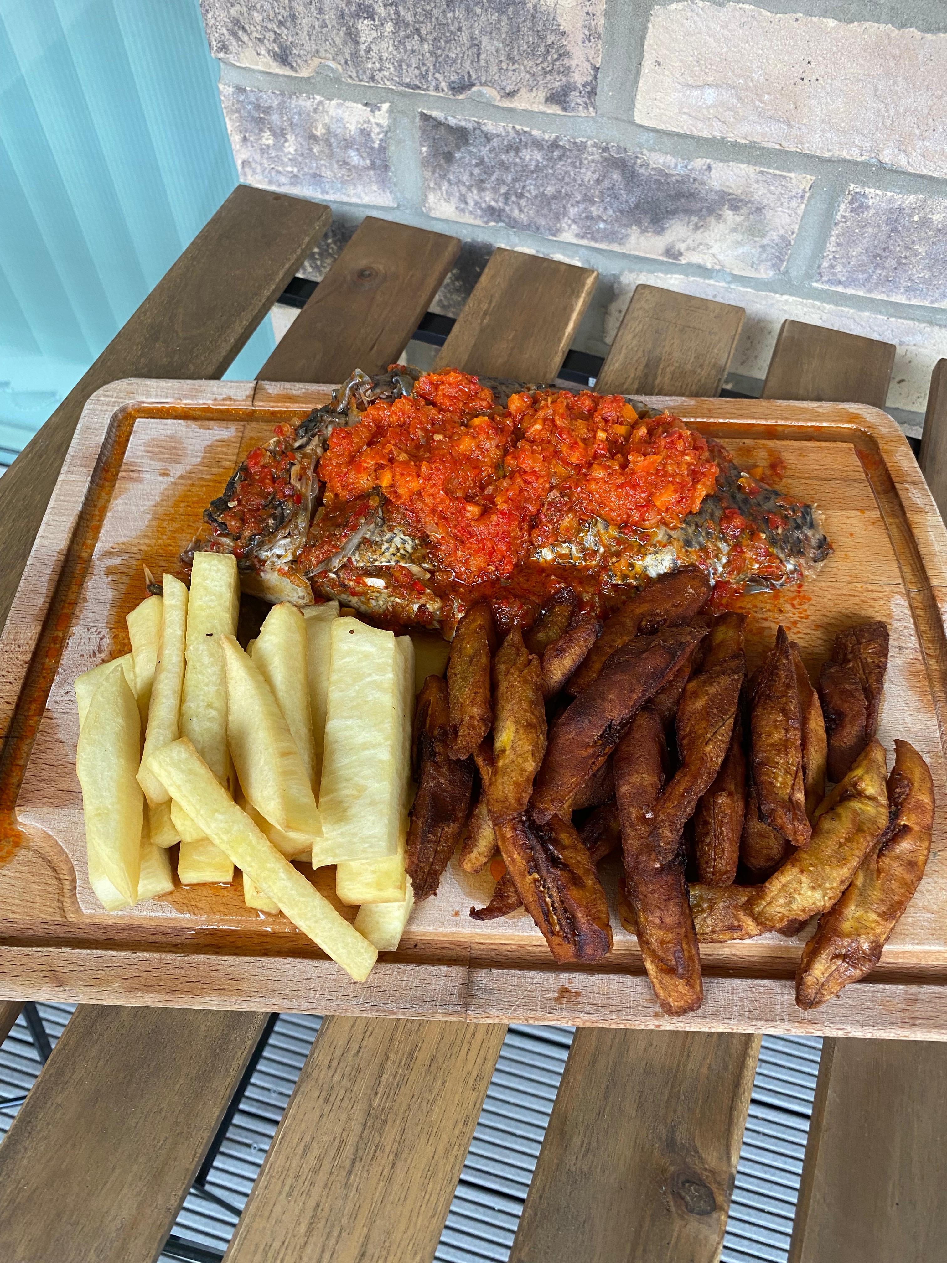 Tilapia, Yam & Plantain Board